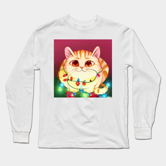 Christmas Cat Long Sleeve T-Shirt by GenerativeCreations